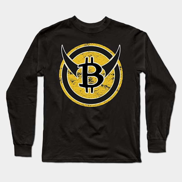 Bitcoin Logo Vintage Bull HODL Cryptocurrency Trading Long Sleeve T-Shirt by Bazzar Designs
